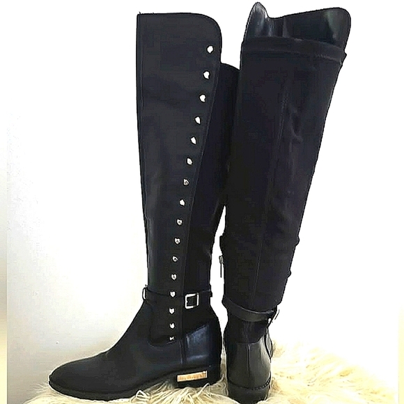 Vince Camuto Pelda Studded Knee High Riding Leather Black Boot Women's Size 6M🌴 - Picture 3 of 8
